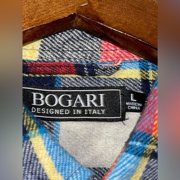 Bogari Men's Flannel Shirt in Multicolored Plaid Size Large - Picture 6 of 8